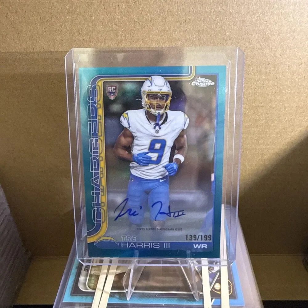 2025 Topps Chrome Tre Harris III  Teal Green Rookie Auto 139/199 RA-TH Chargers